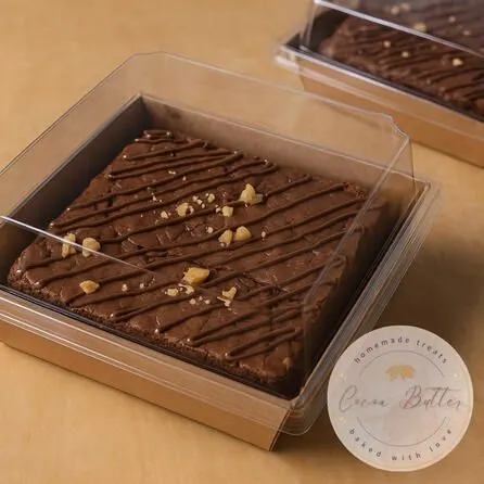 A boxed Cocoa Butter brownie